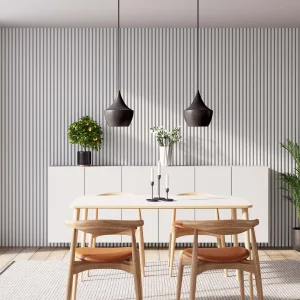 Ribbon-Color White Aspen Matt with Grey RecoSilent in dining room