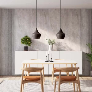 WS Zement and Ribbon-Design Zement with Grey RecoSilent in dining room