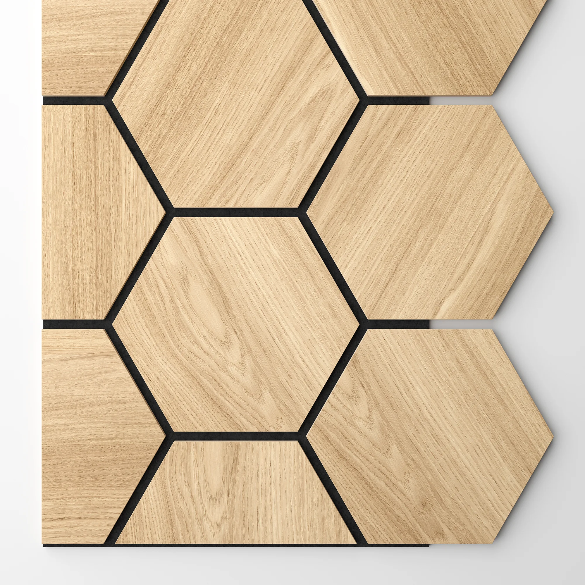 Ribbon-Hexagon Diamond Oak start panel with black acoustic felt